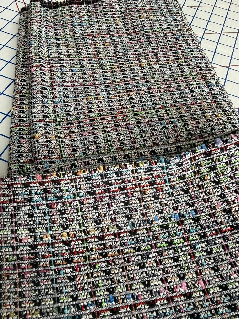 Vintage Multicolor Boucle Tweed Fabric 2 Yards x 56” Chanel Style Suiting